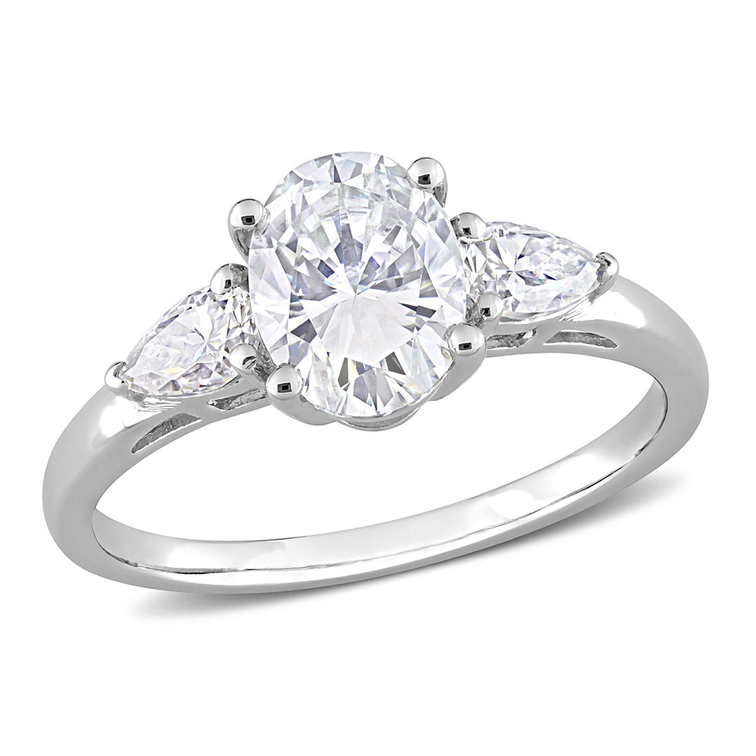 1.75 Carat (ctw) Lab-Created Three-Stone Moissanite Engagement Ring in Sterling Silver Image 1