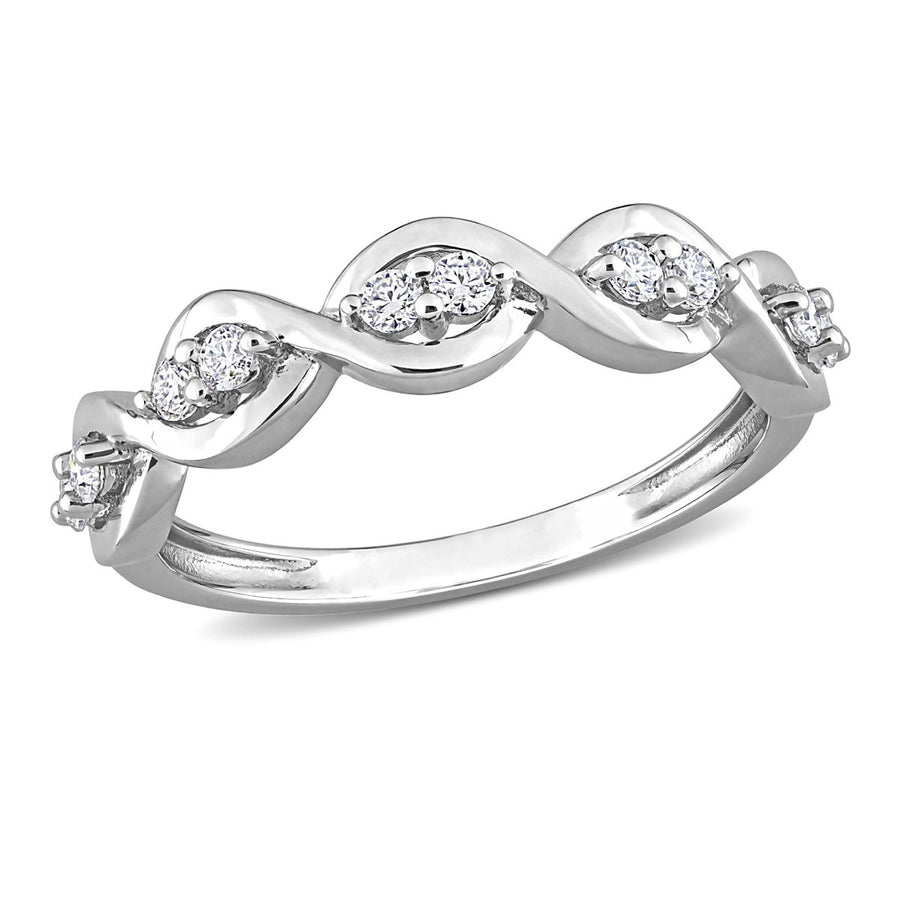 1/4 Carat (ctw) Lab-Created Moissanite Anniversary Ring Band in Sterling Silver Image 1