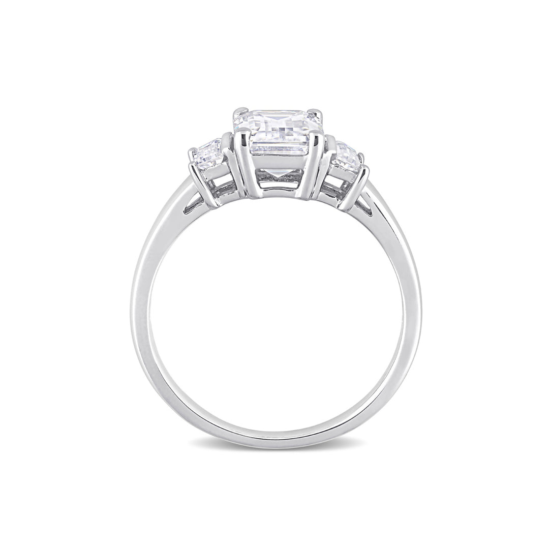 2.30 Carat (ctw) Lab-Created Three-Stone Moissanite Engagement Ring in Sterling Silver Image 3