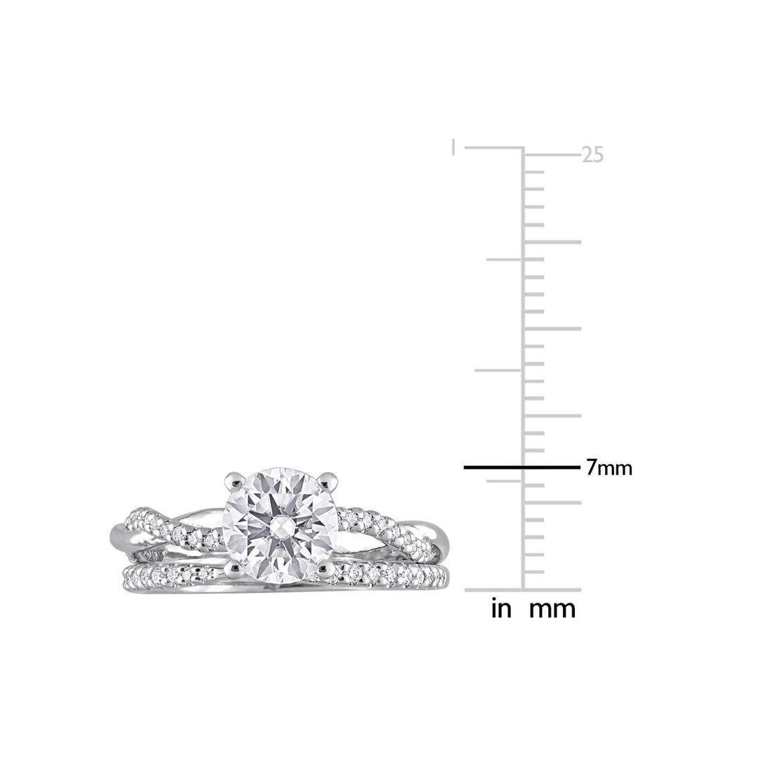 1.50 Carat (ctw) Synthetic Moissanite Bridal Ring Engagement Wedding Set in Sterling Silver Image 4