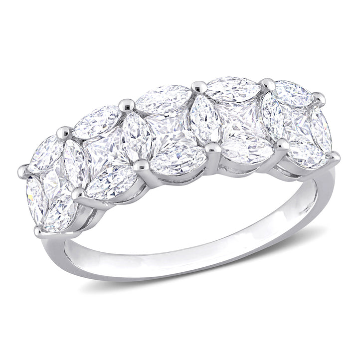 2.50 Carat (ctw) Lab-Created Marquise and Princess Moissanite Anniversary Ring Band in Sterling Silver Image 1