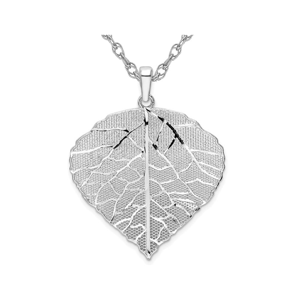 Sterling Silver Large Leaf Pendant Necklace with Chain Image 1