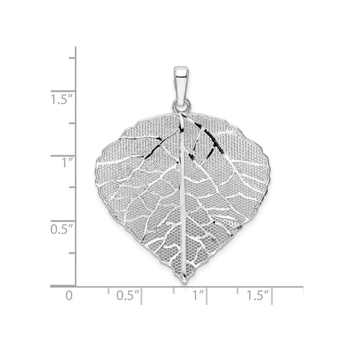 Sterling Silver Large Leaf Pendant Necklace with Chain Image 2