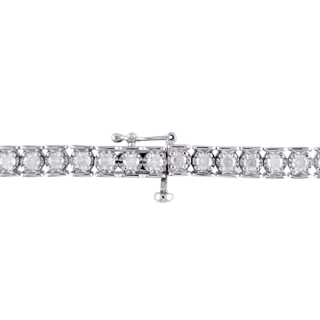 2.97 Carat (ctw) Diamond Tennis Bracelet in Sterling Silver Image 2