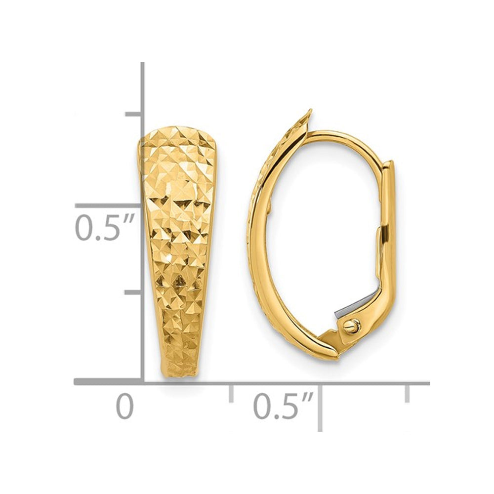 Diamond Cut Leverback Hoop Earrings in 14K Yellow Gold Image 4
