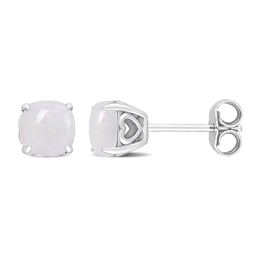 1.30 Carat (ctw) Opal Solitaire Stud Earrings in Sterling Silver Image 1