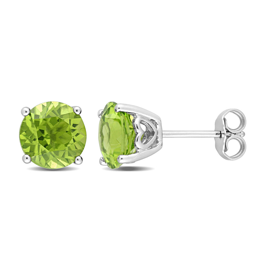 4.00 Carat (ctw) Peridot Solitaire Stud Earrings in Sterling Silver Image 1