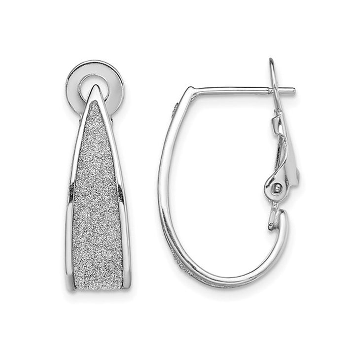 Sterling Silver J-Hoop Glitter Fabric Omega Back Earrings Image 1
