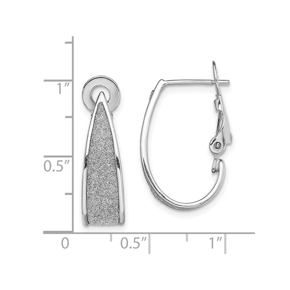 Sterling Silver J-Hoop Glitter Fabric Omega Back Earrings Image 2