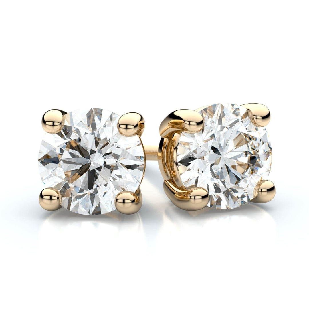 Paris Jewelry 14k Yellow Gold Over Silver 8mm Round Cut Created White Diamond CZ Stud Earrings Plated Image 1