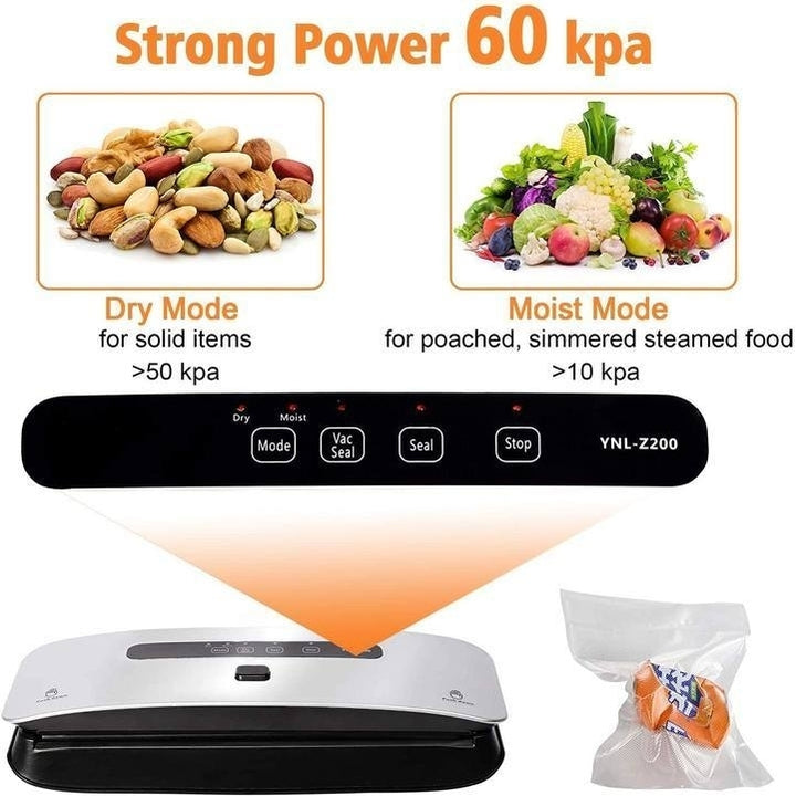 Food Vacuum Sealer Machine Strong Suction Power Dry and Moist Mode Starter Kit for Food Preservation Image 3