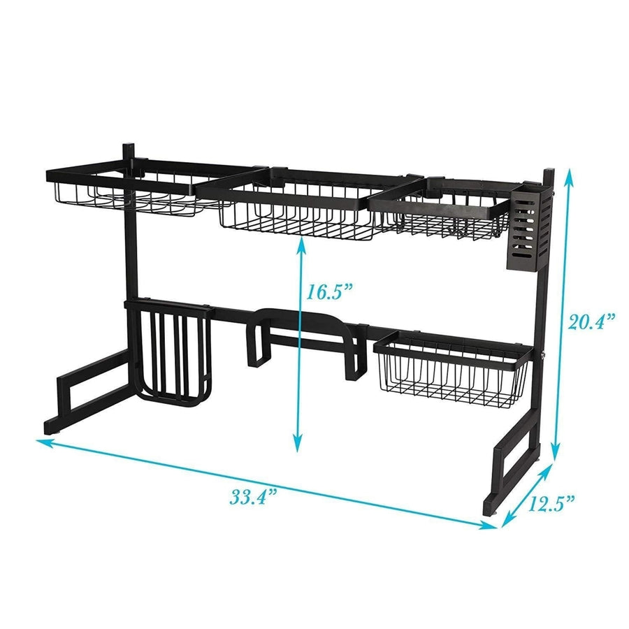 Over The Sink Dish Drying Rack Stainless Steel Kitchen Supplies Storage Shelf Drainer Organizer 35" x 12.2" x 20.4" Image 1