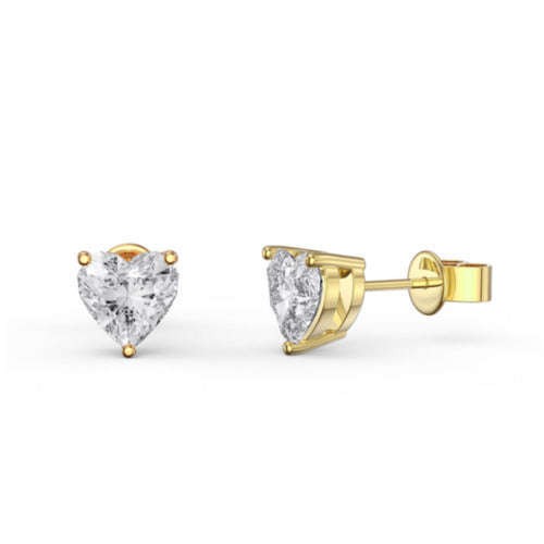 Paris Jewelry 10k Yellow Gold Plated 4 Carat Heart Created White Sapphire CZ Stud Earrings Image 1