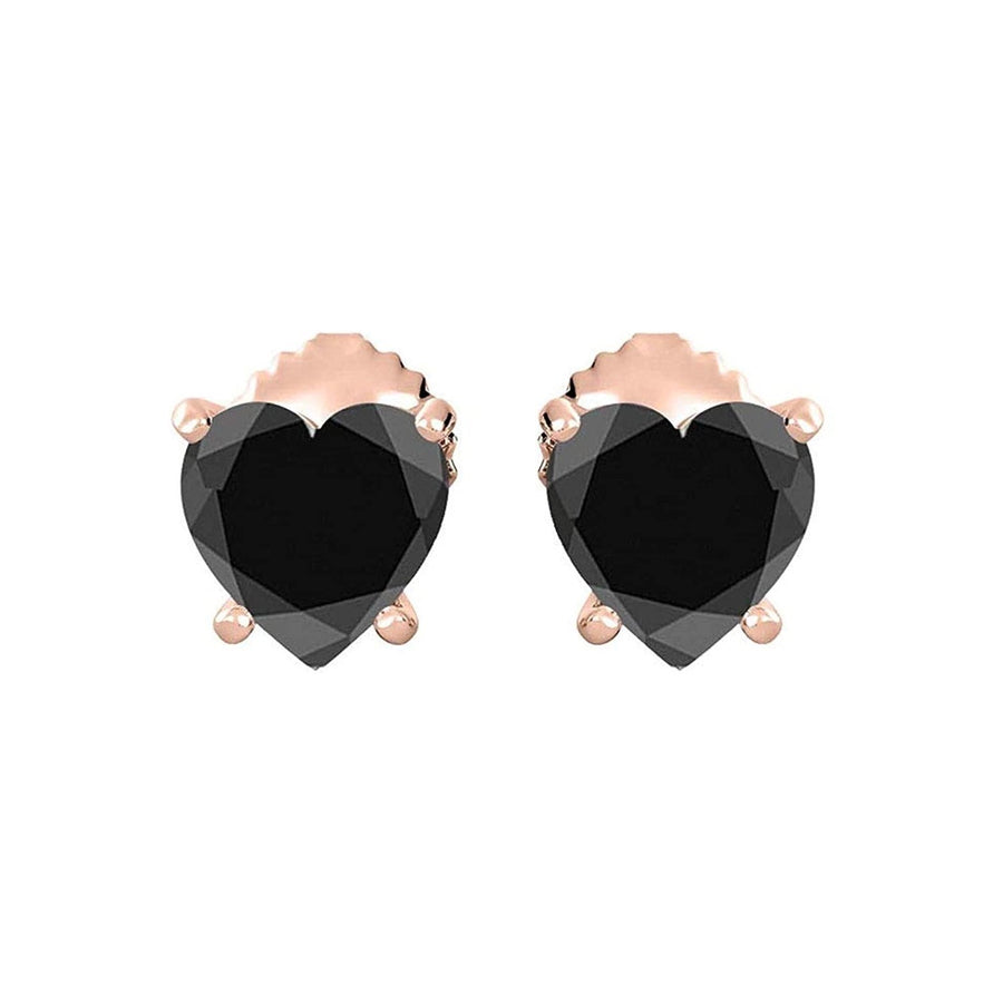 Paris Jewelry 10k Yellow Gold Plated 4 Carat Heart Created Black Sapphire Stud Earrings Image 1