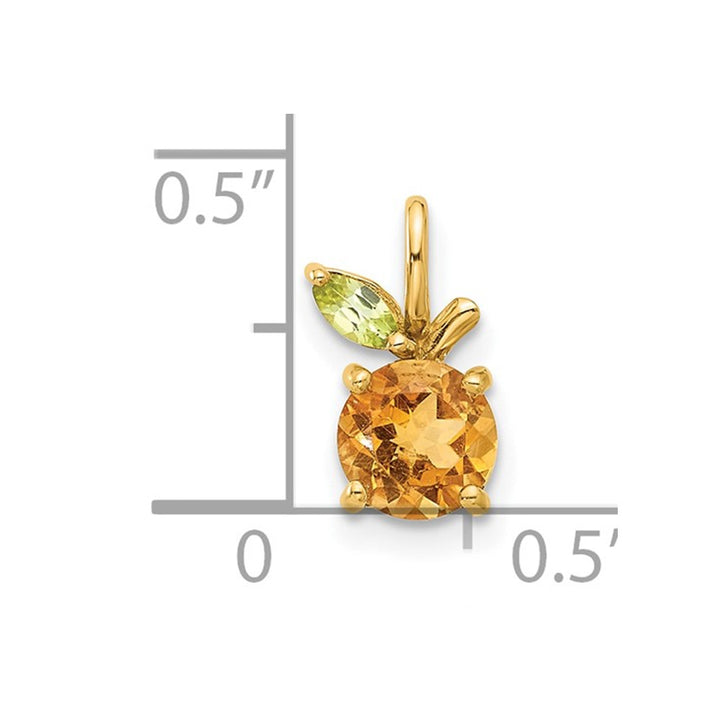 4/5 Carat (ctw) Citrine and Peridot Orange Pendant Necklace in 14K Yellow Gold with Chain Image 3