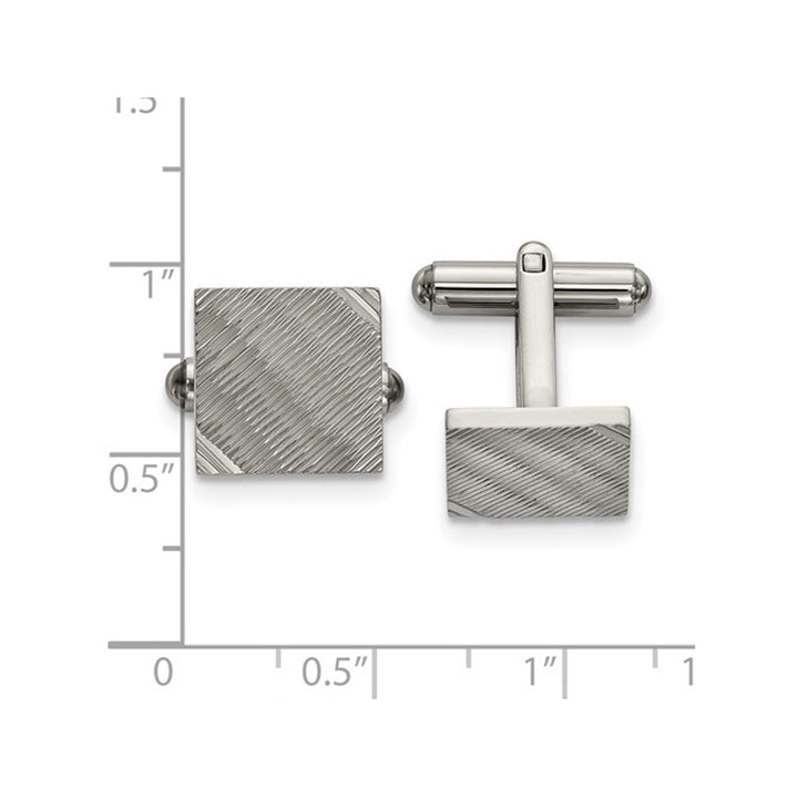 Mens Textured Square Cuff Links in Stainless Steel Image 2