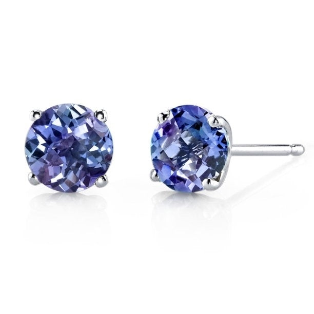 Paris Jewelry 24k White Gold Plated 2 Cttw Created Alexandrite CZ Round Earrings Image 1