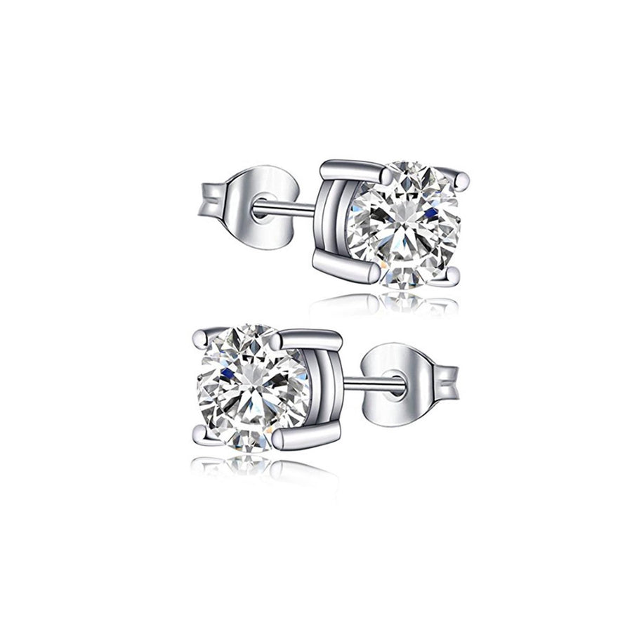 Paris Jewelry Gold 4MM Created Cubic Zirconia Stud Earrings Plated Image 1