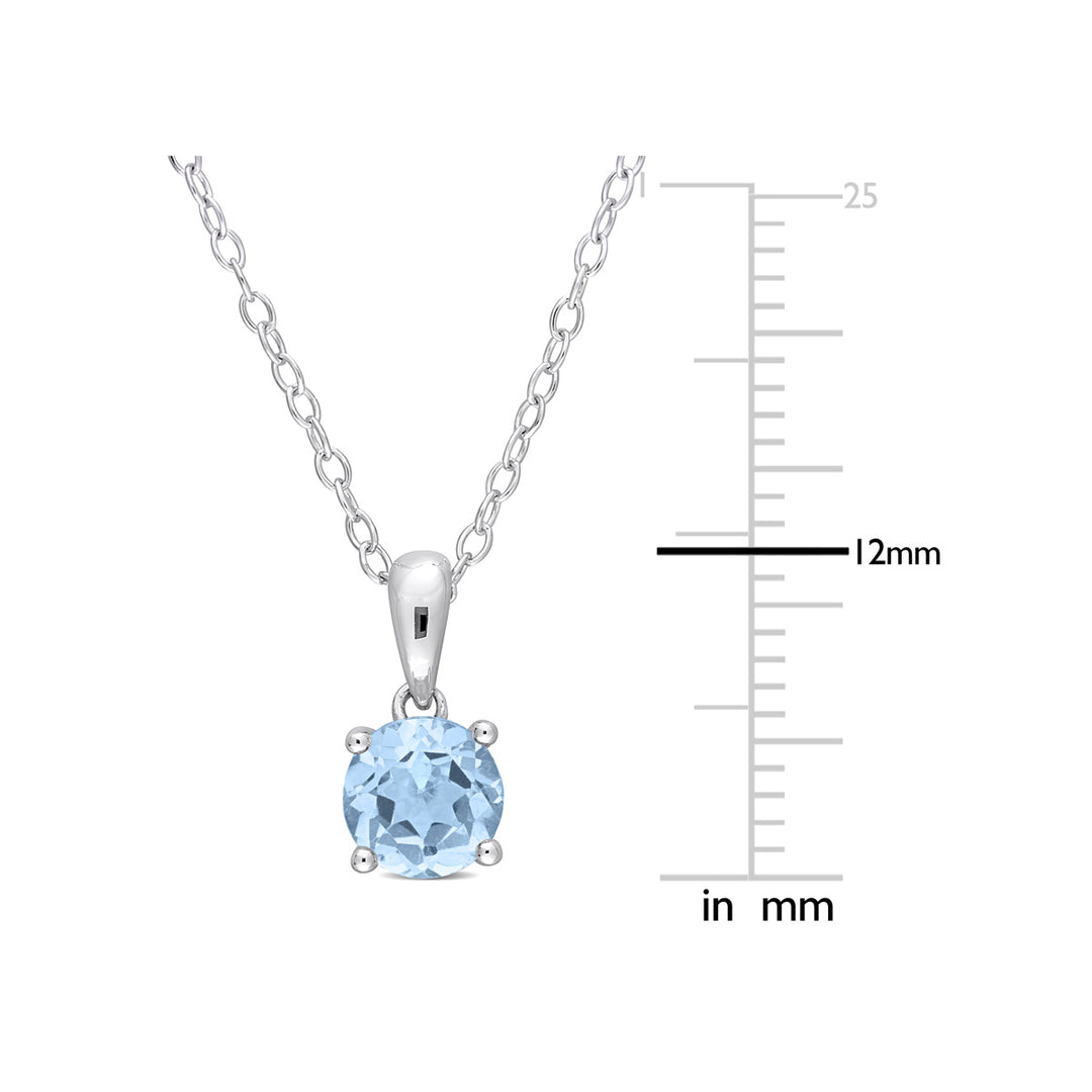 1.00 Carat (ctw) Blue Topaz Solitaire Round Pendant Necklace in Sterling Silver with Chain Image 3