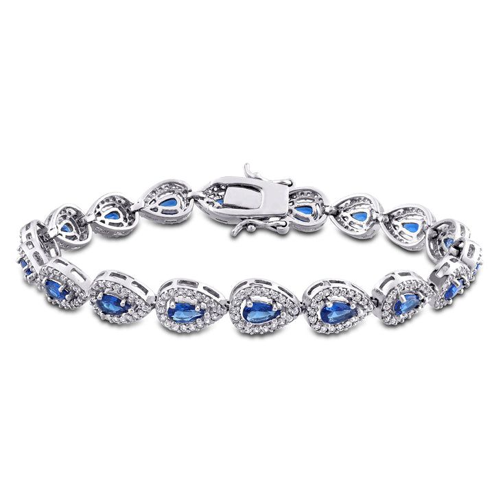 9 1/2 Carat (ctw) Lab-Created Blue and White Sapphire Tennis Bracelet in Sterling Silver Image 1