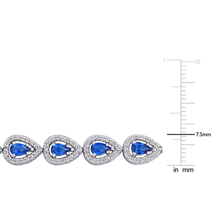 9 1/2 Carat (ctw) Lab-Created Blue and White Sapphire Tennis Bracelet in Sterling Silver Image 3