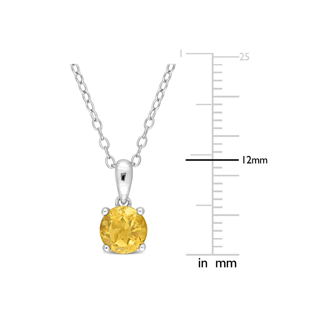 3/4 Carat (ctw) Citrine Solitaire Round Pendant Necklace in Sterling Silver with Chain Image 3