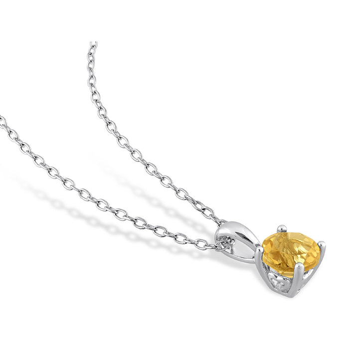 3/4 Carat (ctw) Citrine Solitaire Round Pendant Necklace in Sterling Silver with Chain Image 4