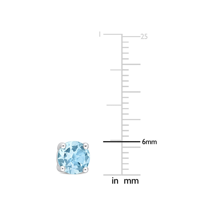2.00 Carat (ctw) Blue Topaz Solitaire Stud Earrings in Sterling Silver (6mm) Image 4