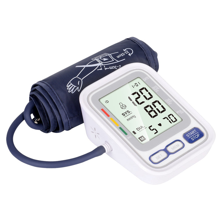 Automatic Arm Blood Pressure Monitor Digital Cuff Voice Pulse Meter White Image 1