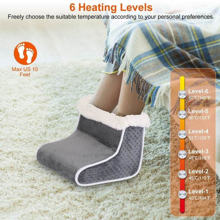 Electric Heated Foot Warmer Dark Grey Soft Velvet 6 Heating Levels 4 Timers Image 2