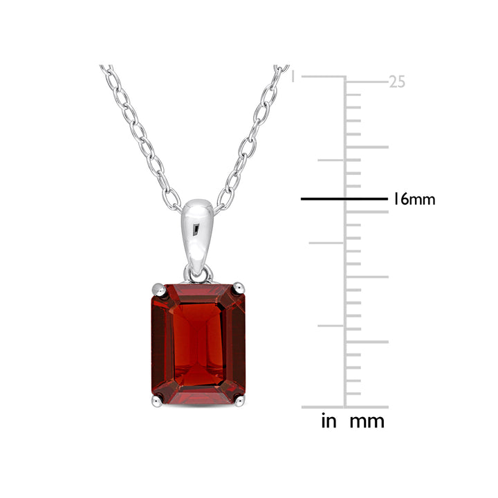 2.50 Carat (ctw) Garnet Octagon Pendant Necklace in Sterling Silver with Chain Image 3