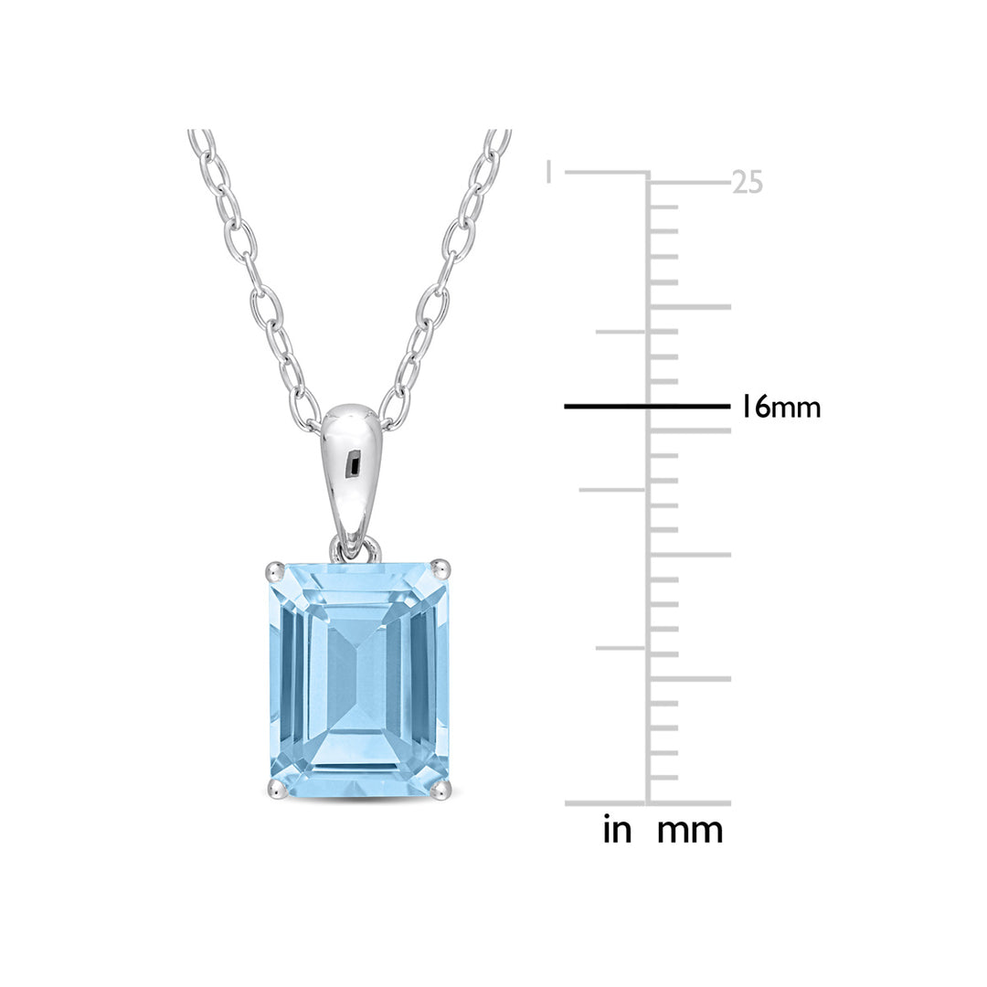 2.75 Carat (ctw) Blue Topaz Octagon Pendant Necklace in Sterling Silver with Chain Image 3