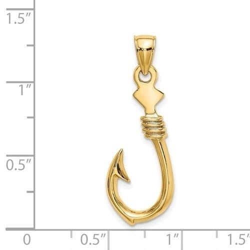 NEW14K 3-D Large Fish Hook with Rope Charm Image 3