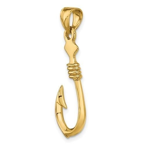 NEW14K 3-D Large Fish Hook with Rope Charm Image 4