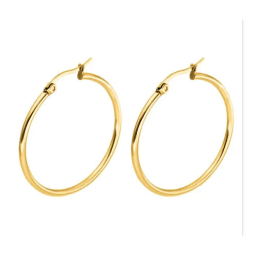 Paris Jewelry 24k Yellow Gold Plated 25mm Hoop Earrings Plated Image 1