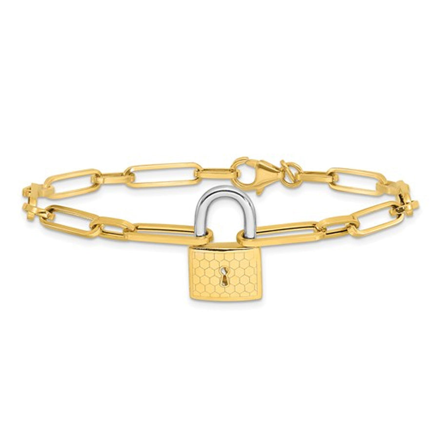 14K Yellow Gold Lock Charm Link Bracelet (7.50 inches) Image 1