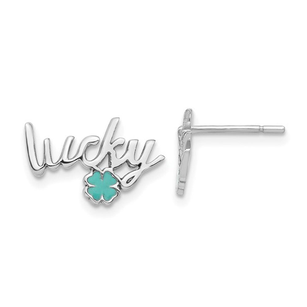 Sterling Silver Lucky Clover Post Charm Post Earrings Image 1