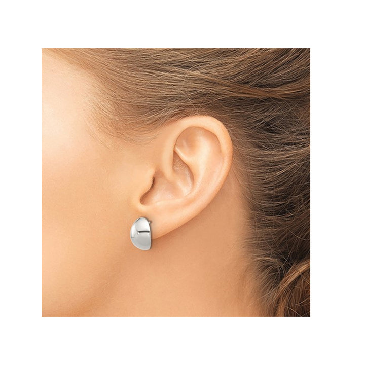 Polished Sterling Silver C-Shape Button Post Earrings Image 3