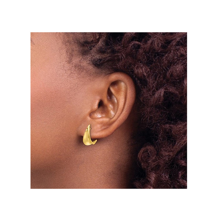Yellow Plated Sterling Silver J-Hoop Earrings Image 3