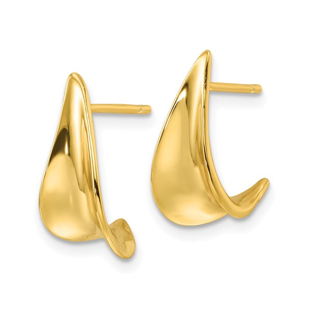 Yellow Plated Sterling Silver J-Hoop Earrings Image 4