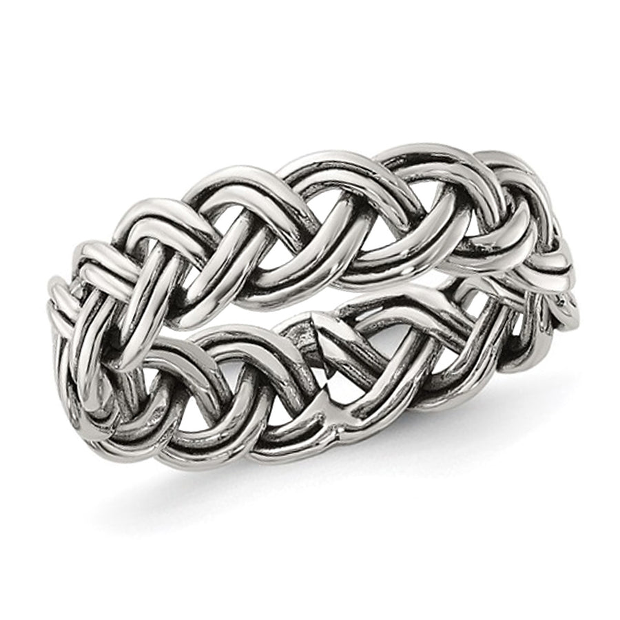 Polished Sterling Silver Braided Band (6mm) Image 1