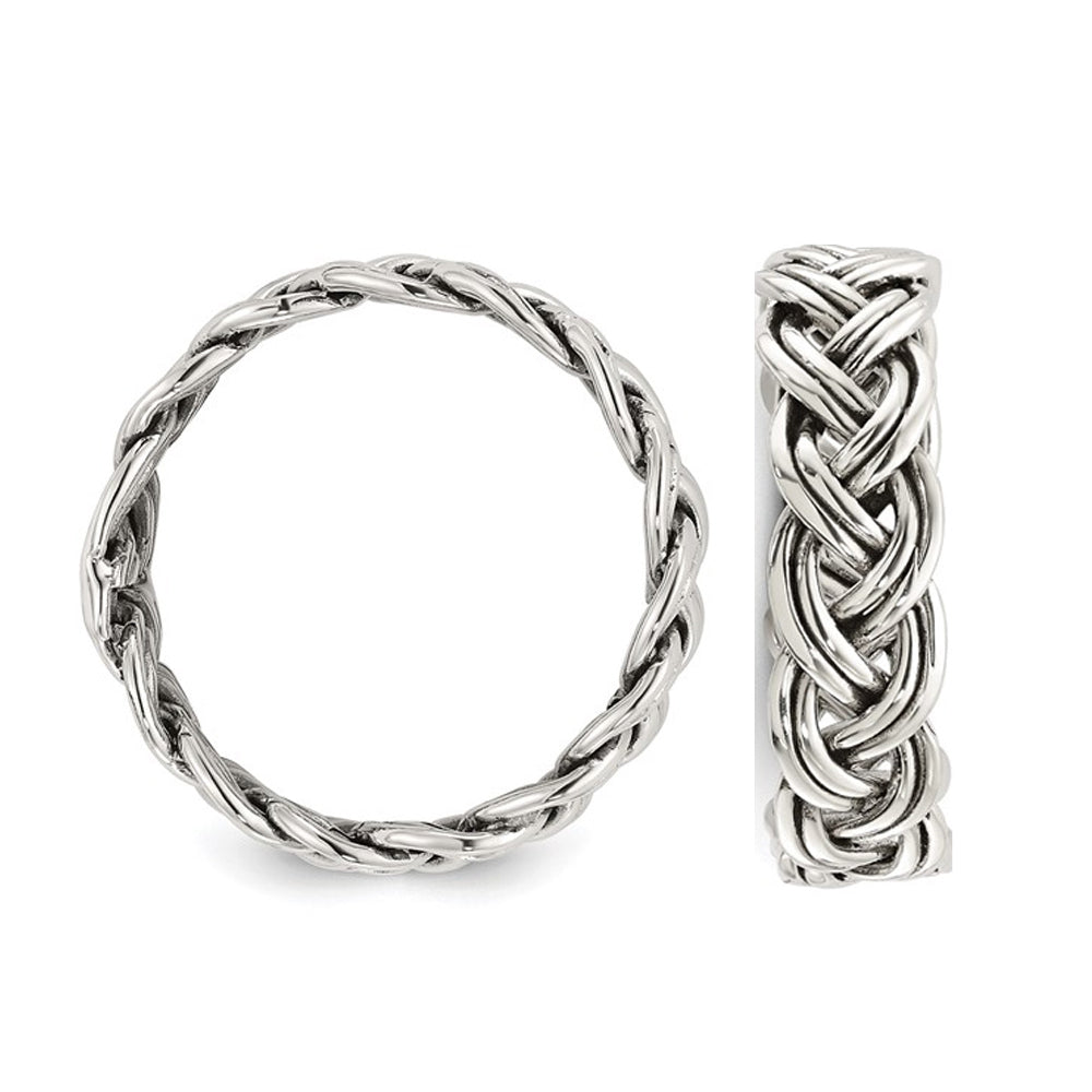Polished Sterling Silver Braided Band (6mm) Image 2
