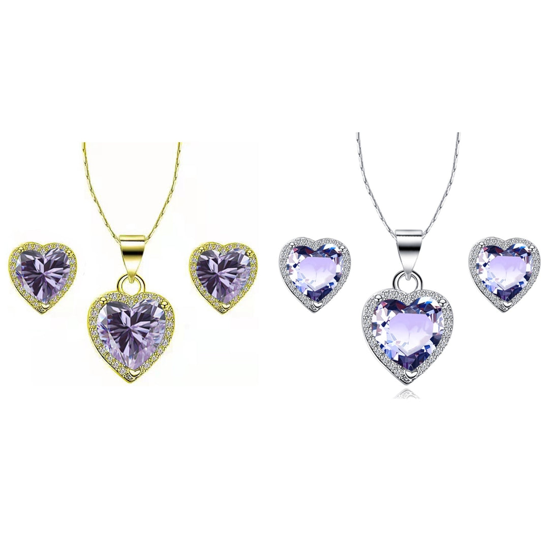 Paris Jewelry 18k Yellow and White Gold 2Ct Created Tanzanite CZ Full Necklace Set 18 inch Plated Image 1