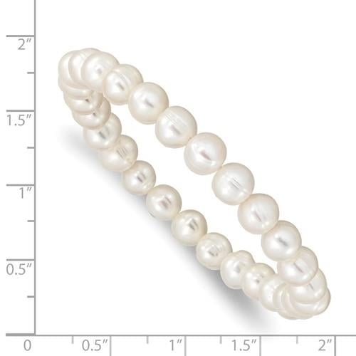 6-7mm White Freshwater Cultured Pearl Stretch Bracelet Image 3