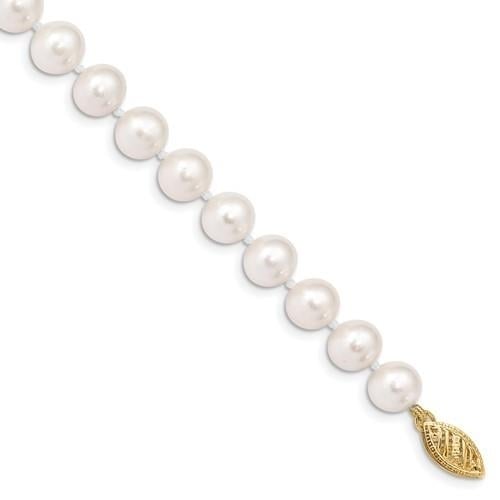 14k 7-8mm White Near Round Freshwater Cultured Pearl Necklace Image 3