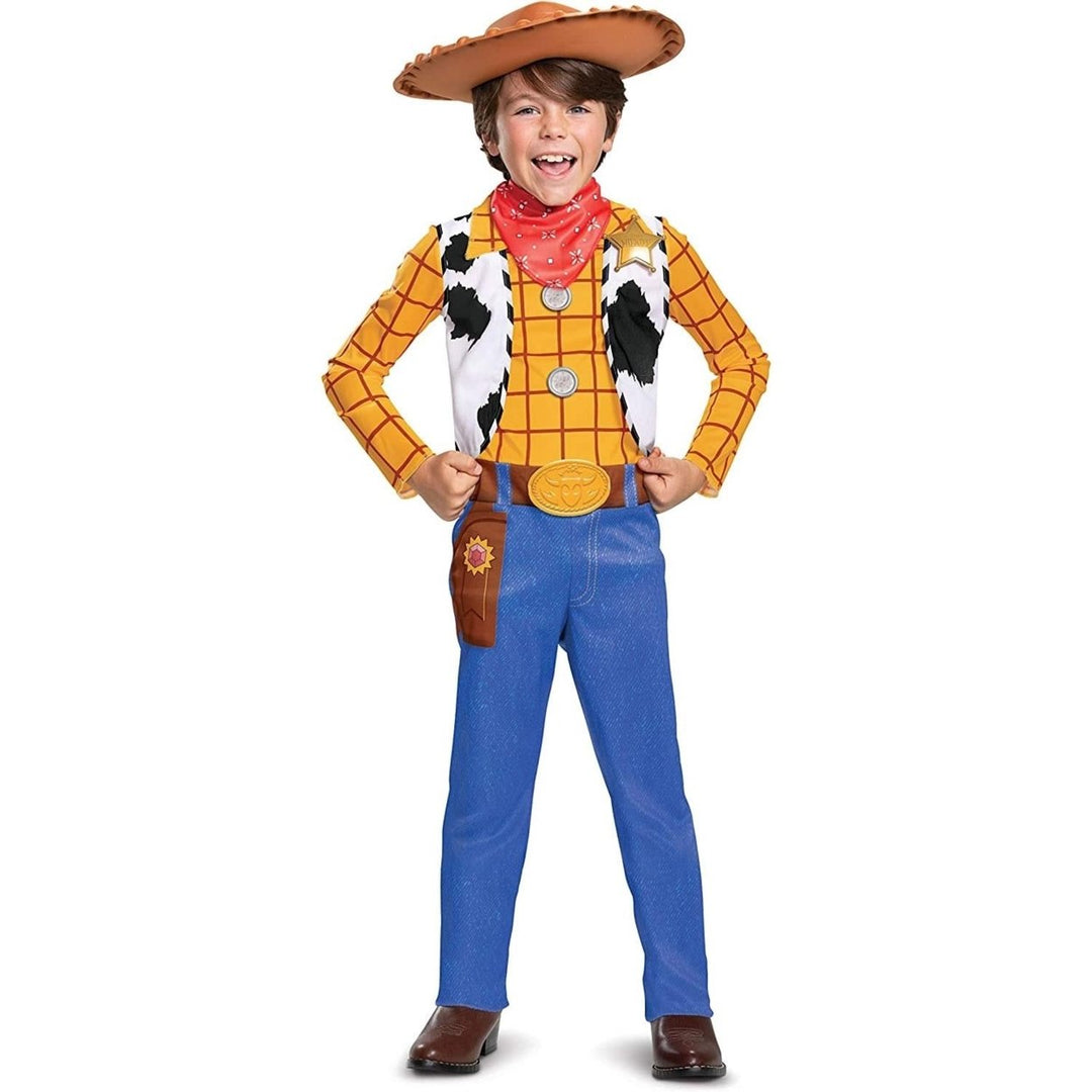 Disguise Toy Story Woody Costume Boys Size L 10-12 Cowboy Hat Badge Image 1