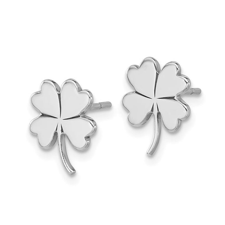 Sterling Silver Polished 4-Leaf Clover Post Earrings Image 4
