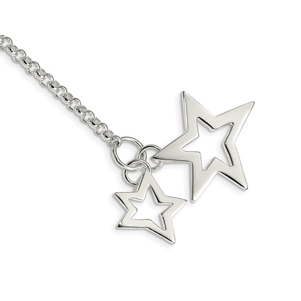 Sterling Silver Fancy Stars Charm Toggle Bracelet (7 inches) Image 2