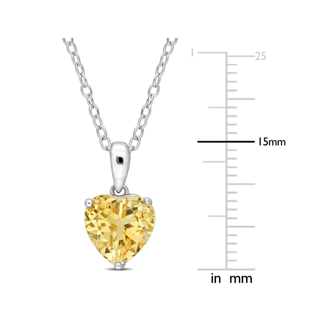 1.64 Carat (ctw) Citrine Heart Solitaire Pendant Necklace in Sterling Silver with Chain Image 3