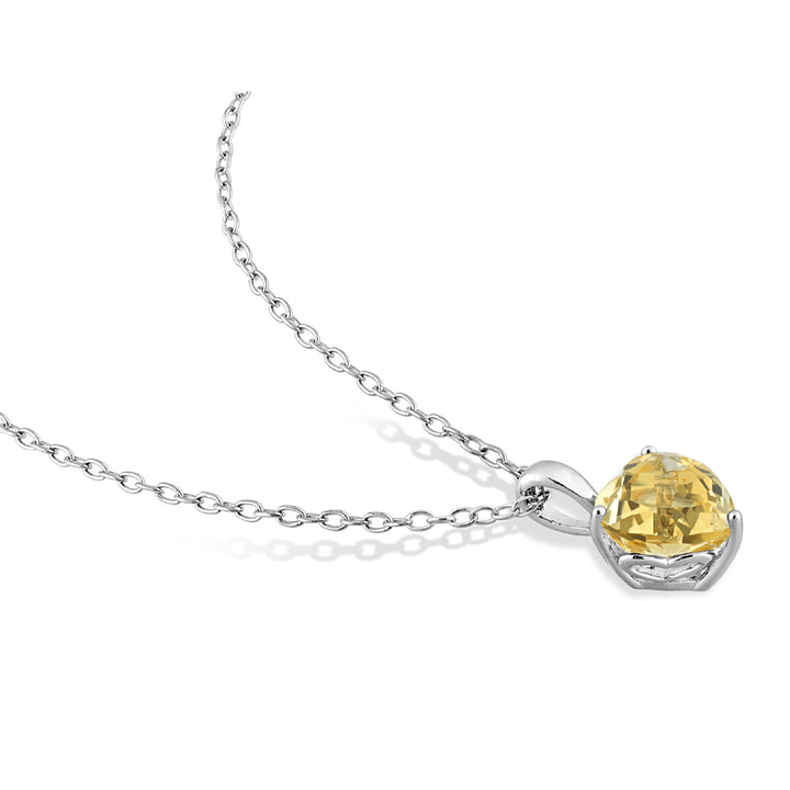 1.64 Carat (ctw) Citrine Heart Solitaire Pendant Necklace in Sterling Silver with Chain Image 4